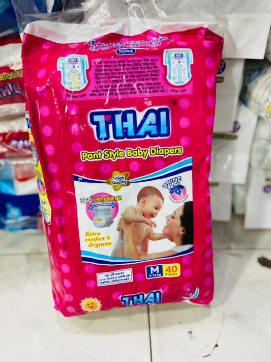 Thai Baby Diapers (Pant Style) medium(5-12 Kg) - 40 Pcs - Diaper