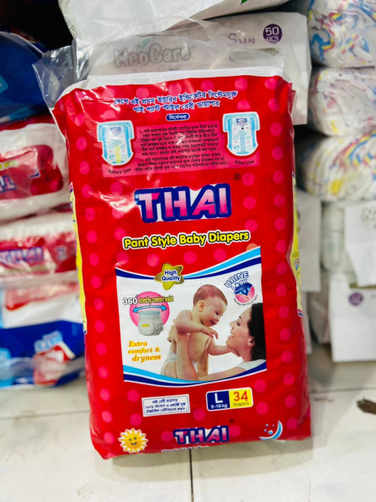 Thai Baby Diapers (Pant Style) Large(9-16kg) 34Pcs - Diaper